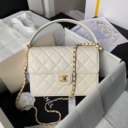 Chanel (modelo Chanel Trendy CC Top Handle / Flap Bag Mini/Small em tom branco/marfim)