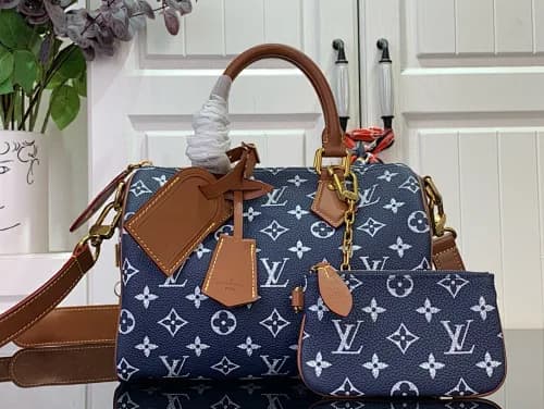Louis Vuitton (modelo Speedy Bandoulière 25 em tom azul-escuro com monograma)